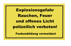 Schild Explosionsgefahr 250x150 mm, Kunststoff, gelb