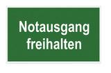 Schild Notausgang freihalten 250x150 mm, Kunststoff, grün