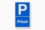 Schild P-Privat, 250x150 mm Kunststoff, blau