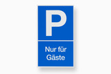 Schild P-Nur für Gäste, blau 250x150 mm, Kunststoff