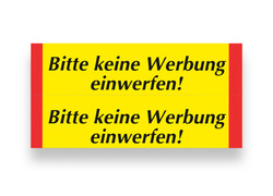 Schild Keine Werbung!, gelb 70x30 mm, KS ,selbstkl., 2 St.