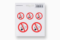 5 Symbole Rauchen verboten Folie, 30+40 mm, selbstklebend