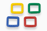 Schlüsselringe quadratisch KS, blau/gelb/grün/rot, 4 St.
