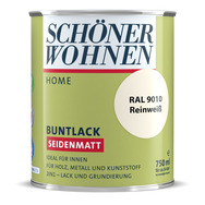 Home Buntlack seidenmatt Reinw eiß RAL 9010 0,75 L