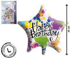 Folien-Ballon Happy Birthday Stern, ca. 45 cm