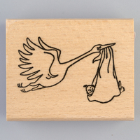 Stempel Storch mit Baby 60 x 80 mm