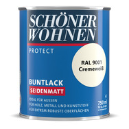Protect Buntlack seidenmatt Cr emeweiß RAL 9001 0,75 L