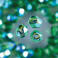 Glasfacettperlen rund, irisier end grün 4 mm 100 Stk.
