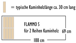 Kaminholzregal GRAU Flammo S mit Rückwand, 188x69x183 cm