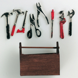 Miniatur Werkzeugkasten mit We rkzeug 5 x 4 cm 9 - teilig