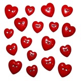 Knopf CC Red: Hearts rot ~ 10 x 11 - 19 x 18 mm 18 Stk.