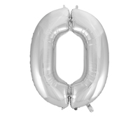 Folien-Ballons Zahlen ''0'' silber, H: ca 105 cm