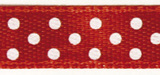 Satinband mit Punkten, 9,5mm, SB-Rolle 10m, rot