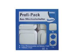 Profi-Pack Schalterset Roma ws 4xA/W m.Rahmen,1xDoppel-Rahmen