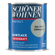 Protect Buntlack seidenmatt Si lbergrau RAL 7001 0,75 L