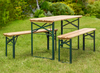 Bierzelt-Garnitur, aus Holz Tisch: L 110 x B 50, 2 Bänke