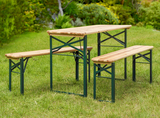 Bierzelt-Garnitur, aus Holz Tisch: L 110 x B 50, 2 Bänke