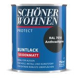 Protect Buntlack seidenmatt An thrazitgrau RAL 7016 0,75 L