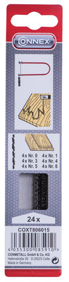 Laubsägeblatt f. Holz sortiert 24 Stück, allseitig schneidend
