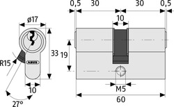 Profilzylinder m. N+G-Funktion E30NP 28/34 B/SB, 5 Schlüssel